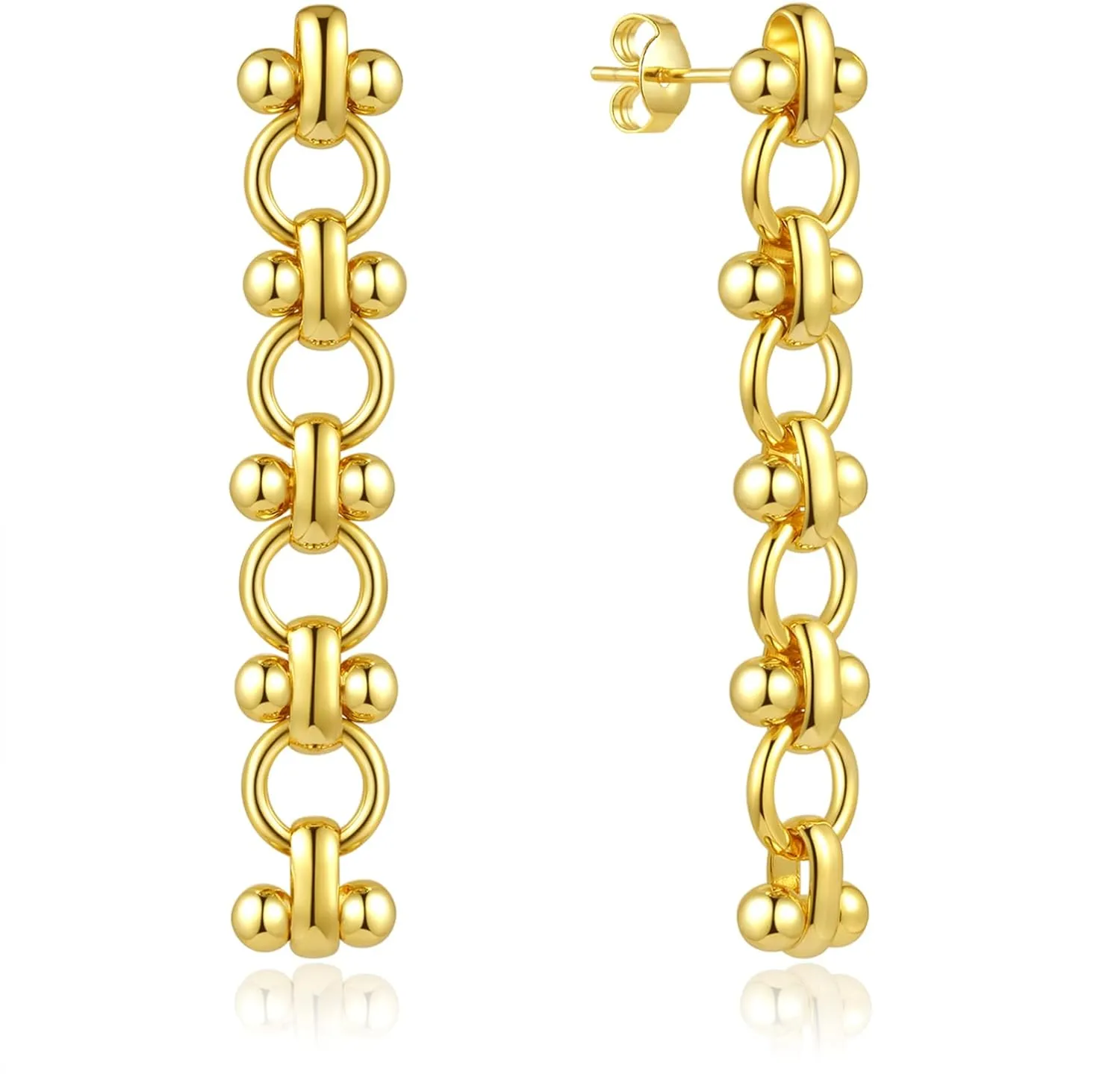 ToHeart Chain Link Earrings for Womens Hypoallergenic 14K Chain Earrings for Womens Minimalist 14K Gold Earrings for Girls