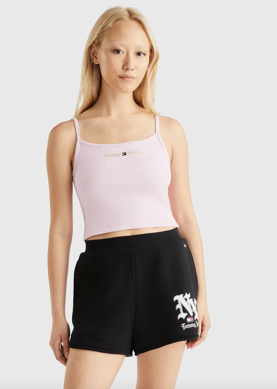 TOMMY JEANS TJW CROP GOLD LINEAR STRAP TOP - FRENCH ORCHID