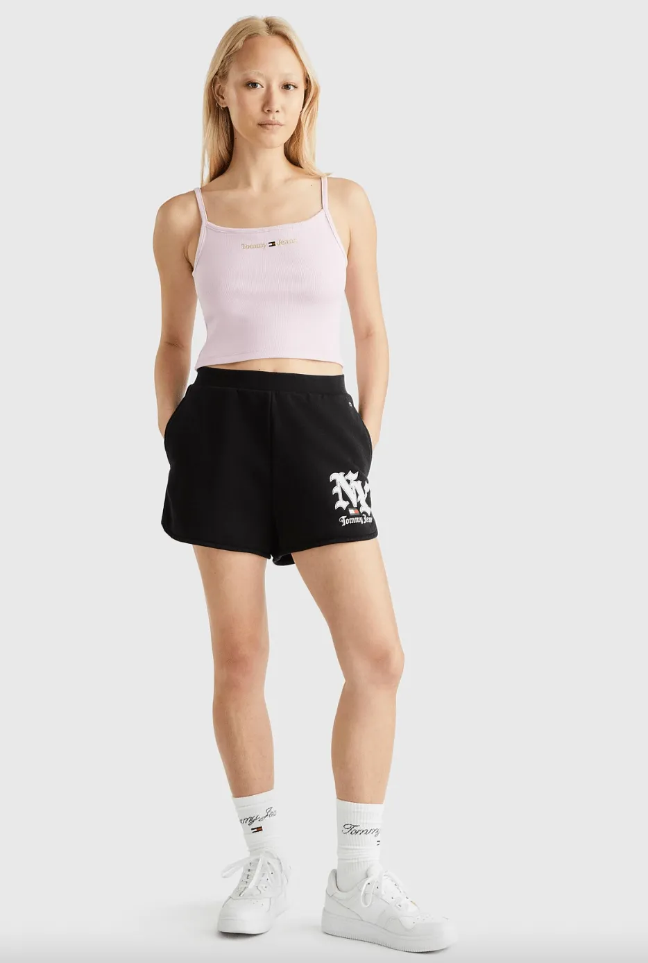 TOMMY JEANS TJW CROP GOLD LINEAR STRAP TOP - FRENCH ORCHID