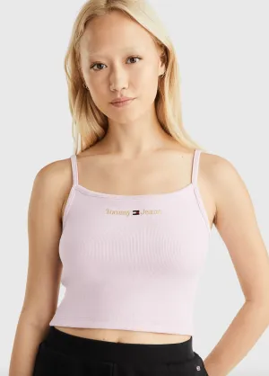 TOMMY JEANS TJW CROP GOLD LINEAR STRAP TOP - FRENCH ORCHID
