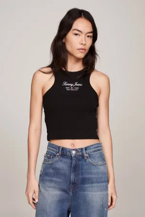 TOMMY JEANS TJW SP CROP ESS LOGO 2 TANK - BLACK