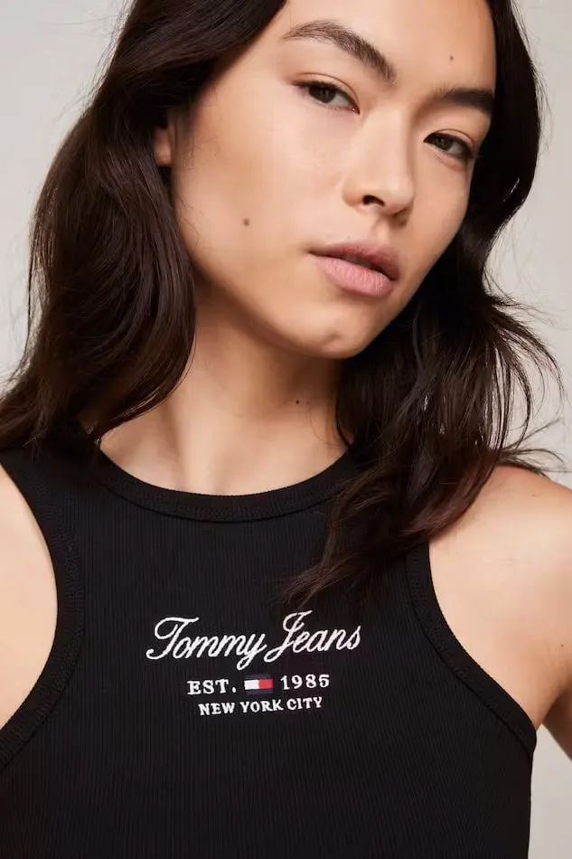 TOMMY JEANS TJW SP CROP ESS LOGO 2 TANK - BLACK