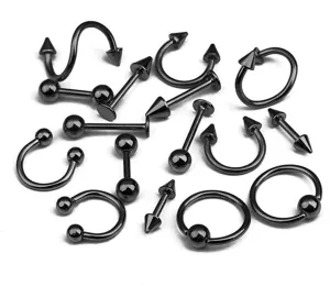 Tongue Ring Black Earrings Barbell Fish Hook Necklace Pierced Earrings Nose Earrings Daith Piercing Body