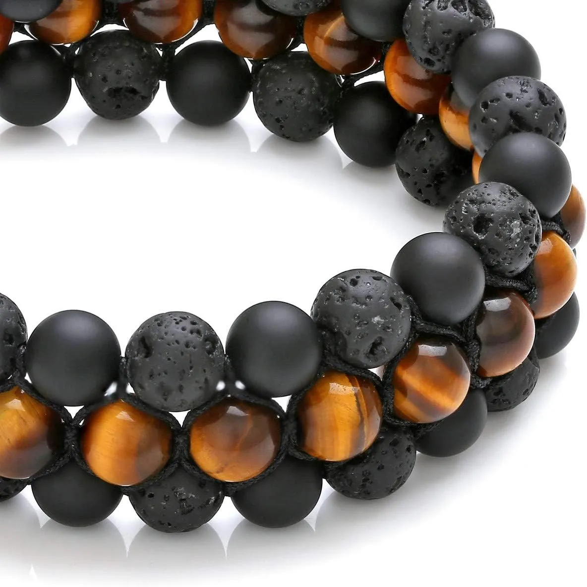 Top Plaza Mens Lava Rock Stone Essential Oil Diffuser Bracelet Chakra Yoga Healing Crystal Bracelet Natural Gemstone Beads Anxiety Bracelets Braided - 3 Layer