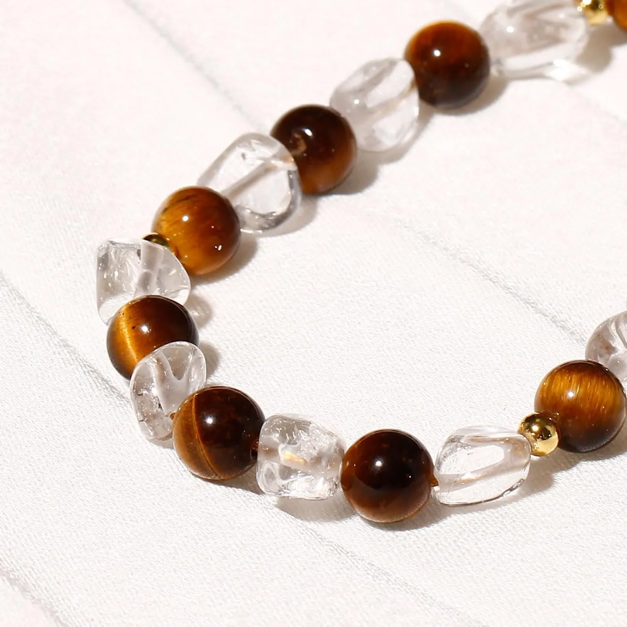 Tumbled Clear Quartz Beaded Anklet Adjustable Handmade Crystals and Stones Ankle Bracelets for Women Beach Foot Jewelry Gifts