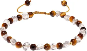 Tumbled Clear Quartz Beaded Anklet Adjustable Handmade Crystals and Stones Ankle Bracelets for Women Beach Foot Jewelry Gifts