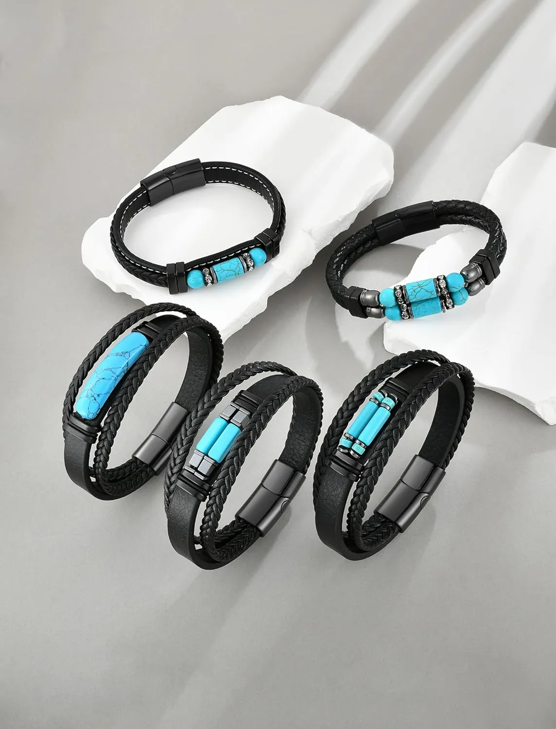 Turquoise Bracelet for Men Leather Men Bracelet