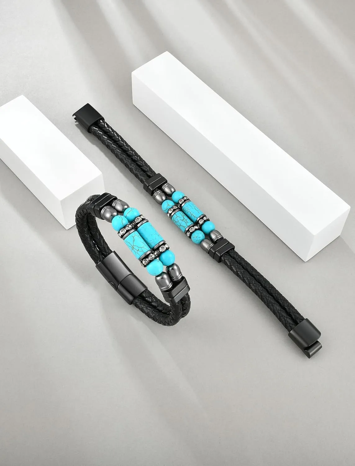 Turquoise Bracelet for Men Leather Men Bracelet