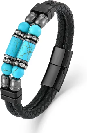Turquoise Bracelet for Men Leather Men Bracelet