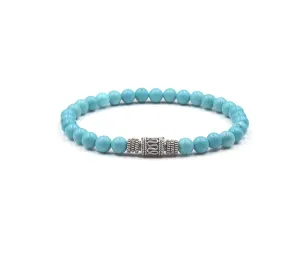 Turquoise Bracelet, Turquoise and Sterling Silver Beads Bracelet, Men's Bracelet