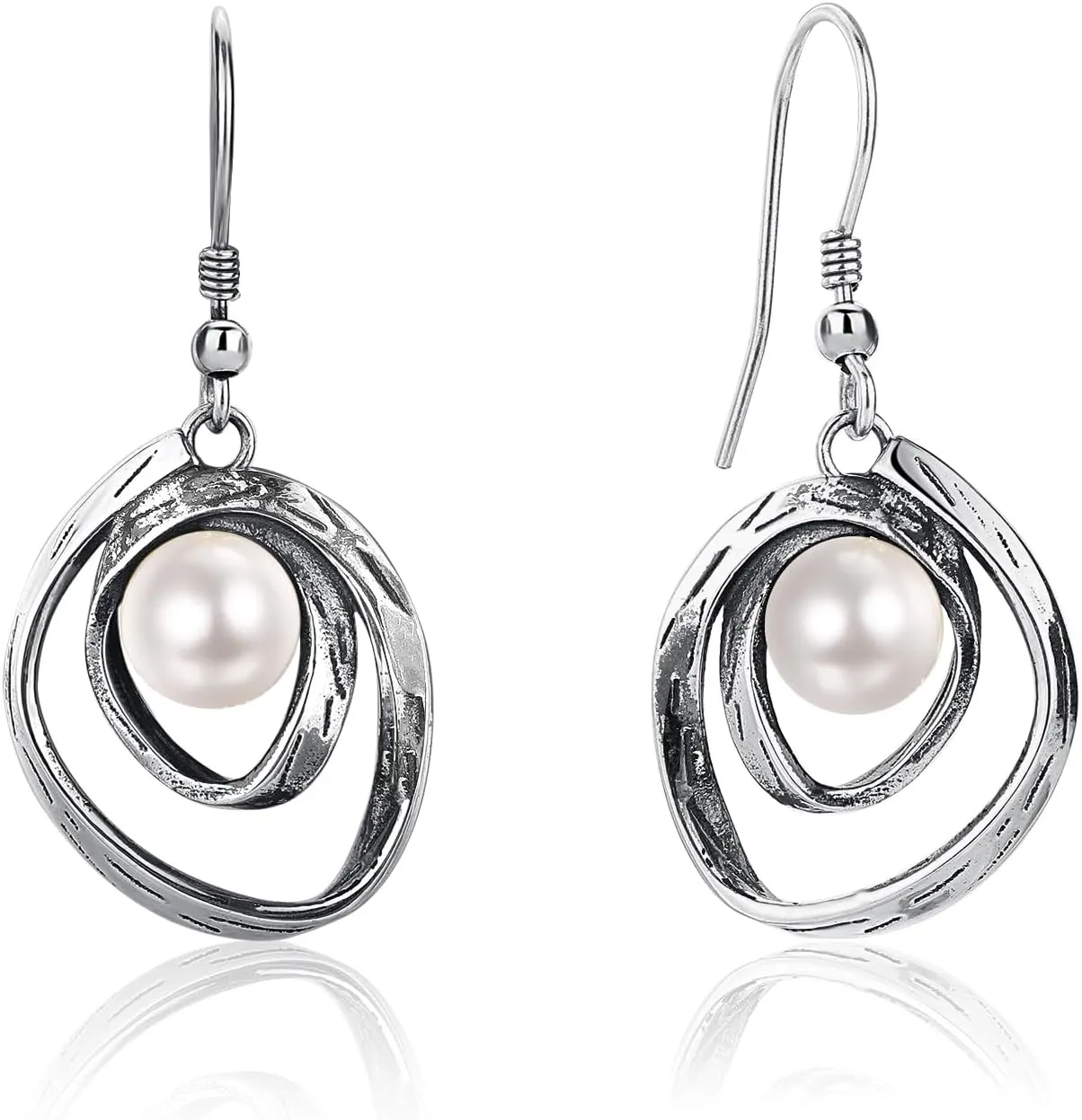 Turquoise Earrings for Women 925 Sterling Silver Pearl/Black Onyx/Opal Dangle Earrings Vintage Spiral/Wire Wrapped/Beads & Rope Ear Hook Earrings