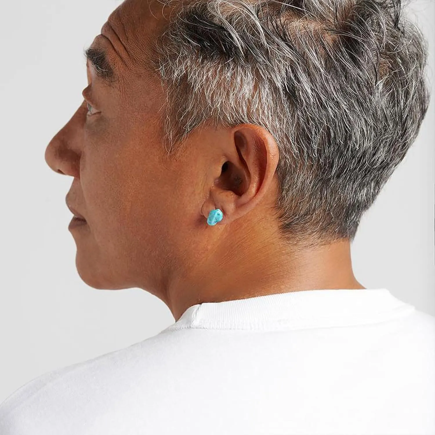 Turquoise Earrings for Women, Stainless Steel Raw Turquoise Jewelry as Handmade Stud Earrings, Genuine Turquoise Post Earrings for Sensitive Ears as Birthday Jewelry. (turquoise)