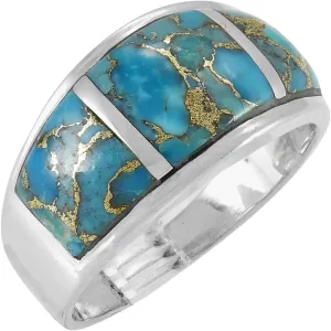 Turquoise Ring Sterling Silver 925 for Men Genuine Gemstones Size 6 to 14