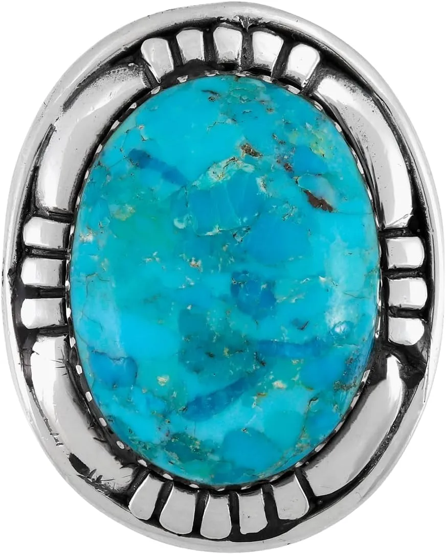 Turquoise Ring Sterling Silver 925 Genuine Gemstones Size 6 to 11