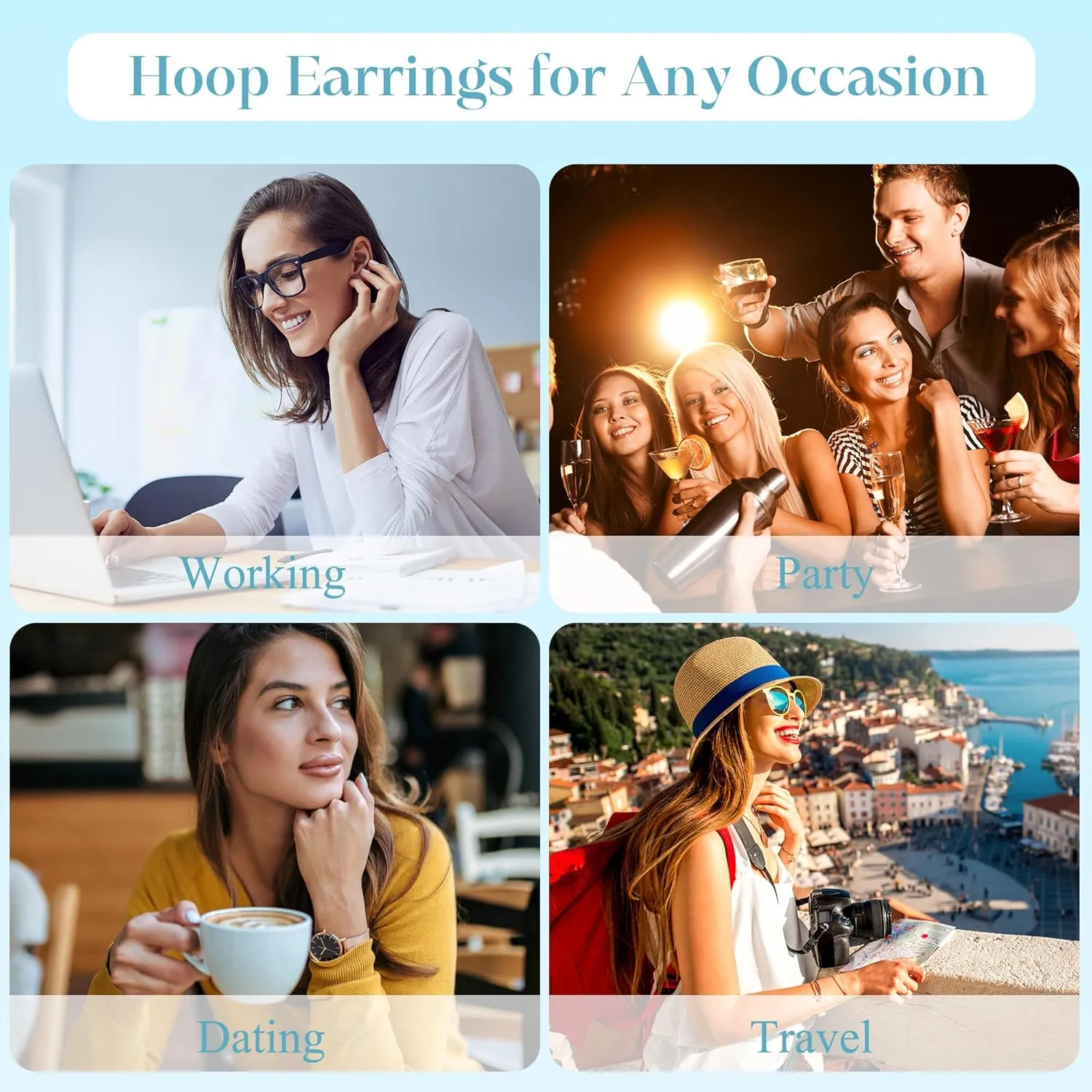 Twill Gold Silver Hoop Earrings for Women, Hypoallergenic 14K Gold Plated Hoops, Lightweight 925 Sterling Silver Post Big Earrings for Women Jewelry Gifts 30/40/50/60MM