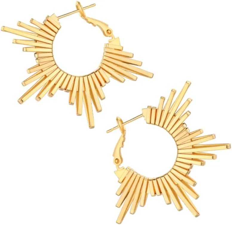 Two Tone Small Hoop Huggie Earrings, Gold&Sliver Earrings|Sun Hoop Earrings|Star Cross Dangle with CZ|Square Shell Drop Stud Earrings|14K&18K Gold-Plated Earrings Jewelry Women Birthday Gifts