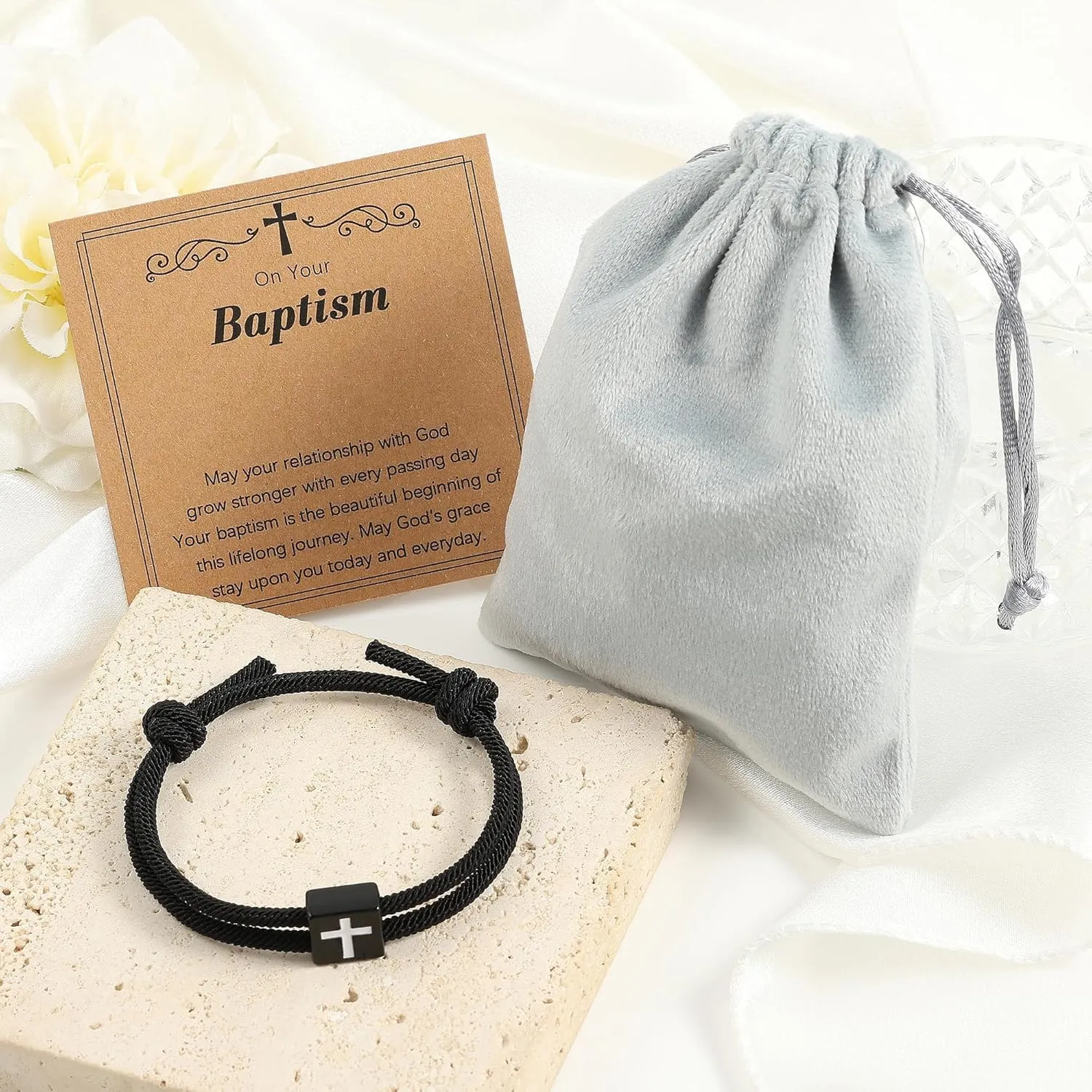 UILZ Cross Braided Rope Bracelet Adjustable Rope Couples Bracelets for Men Women Son Daughter Easter Christian Baptism Christmas Valentine's Day Gifts