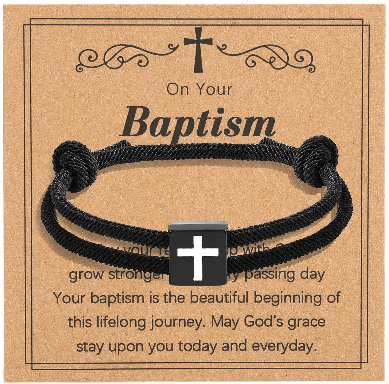 UILZ Cross Braided Rope Bracelet Adjustable Rope Couples Bracelets for Men Women Son Daughter Easter Christian Baptism Christmas Valentine's Day Gifts