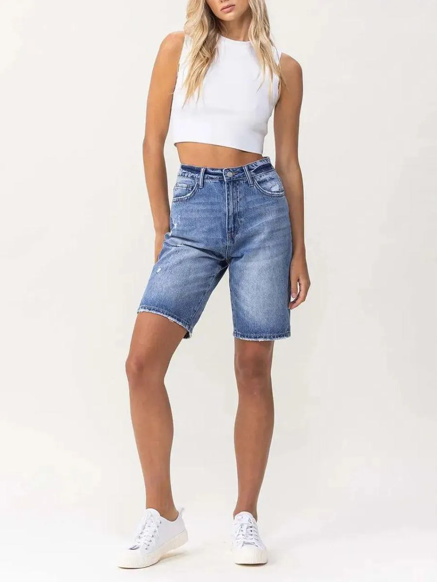 VERVET By Flying Monkey High Fives and Fist Bumps Boyfriend Shorts