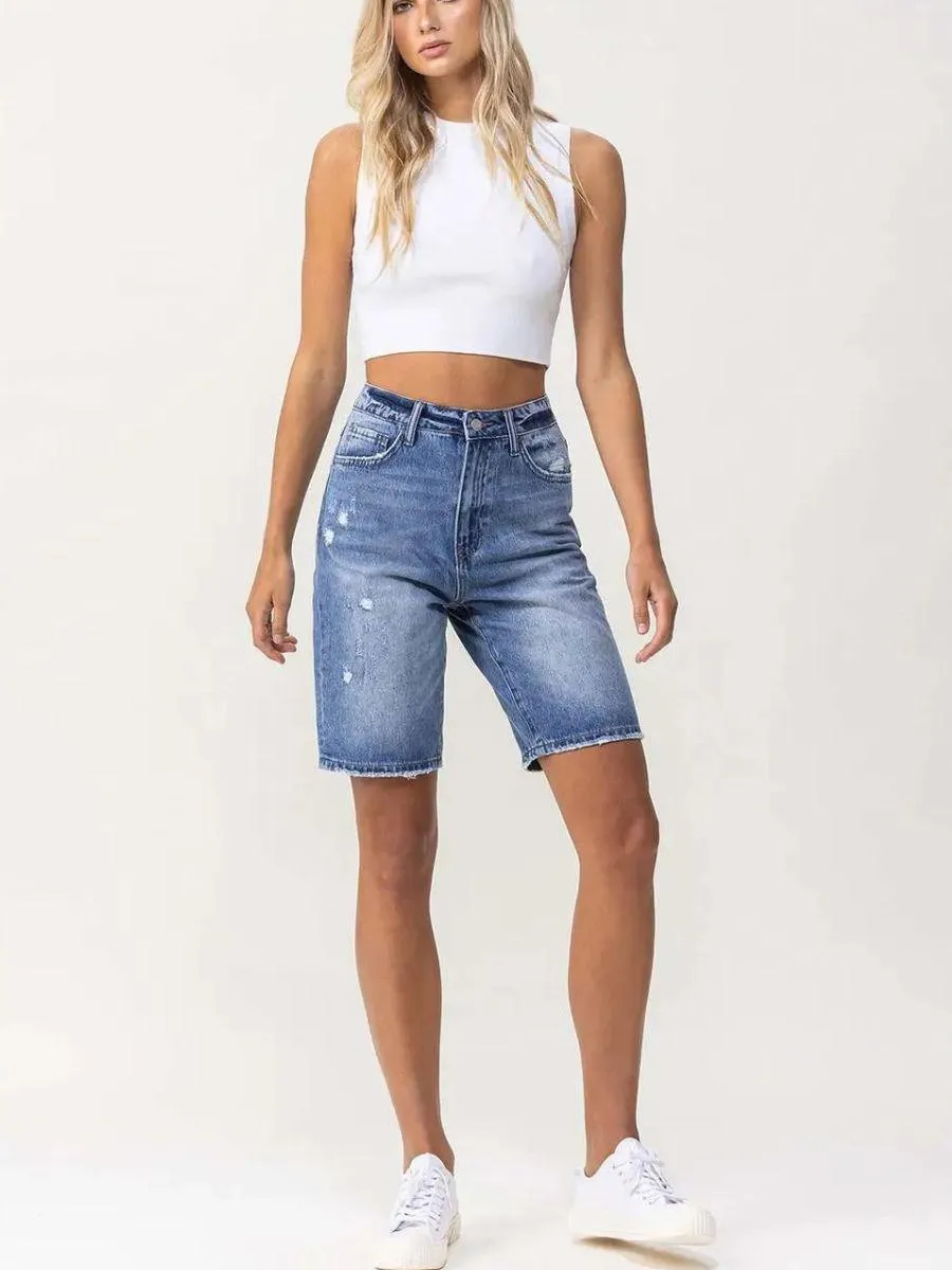 VERVET By Flying Monkey High Fives and Fist Bumps Boyfriend Shorts