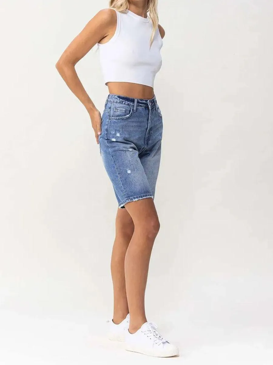 VERVET By Flying Monkey High Fives and Fist Bumps Boyfriend Shorts