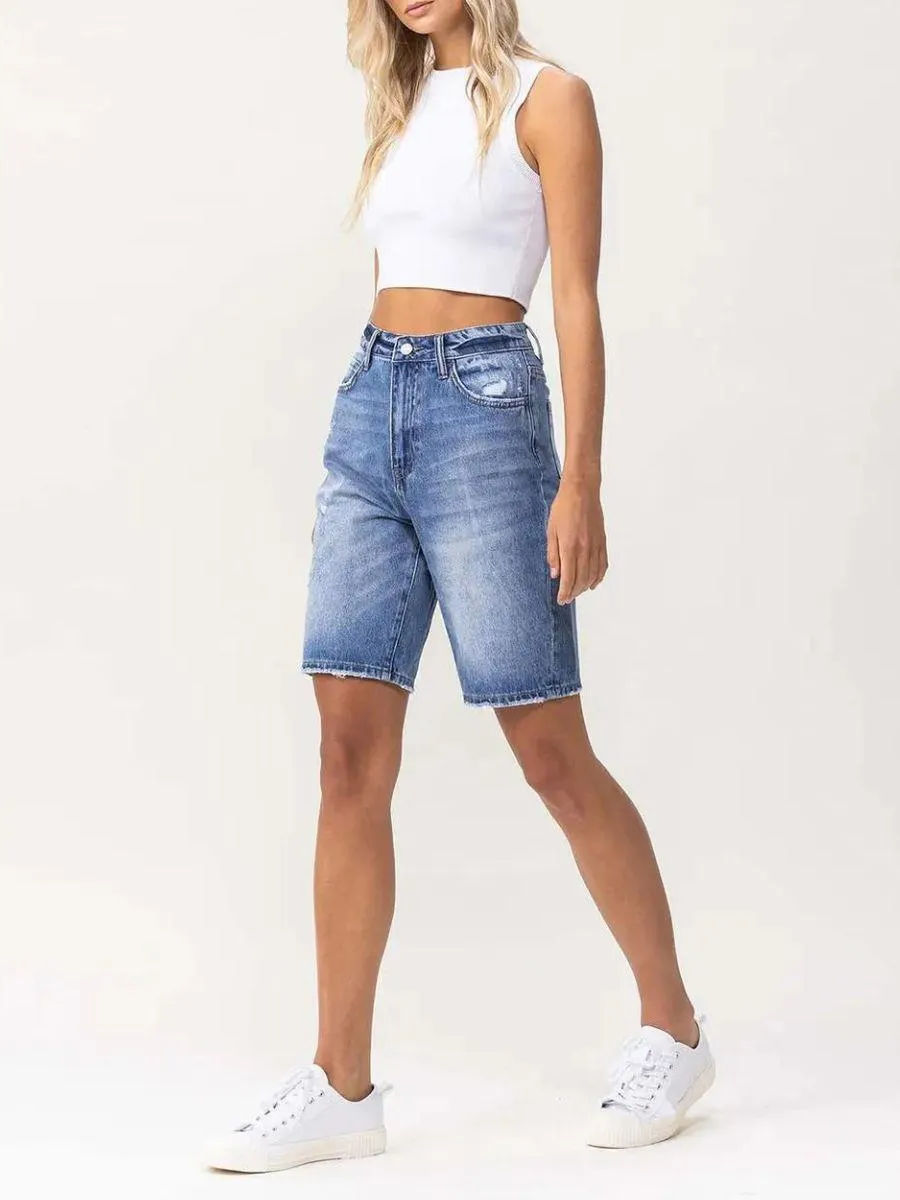 VERVET By Flying Monkey High Fives and Fist Bumps Boyfriend Shorts
