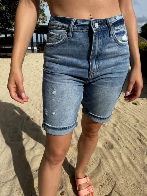 VERVET By Flying Monkey High Fives and Fist Bumps Boyfriend Shorts