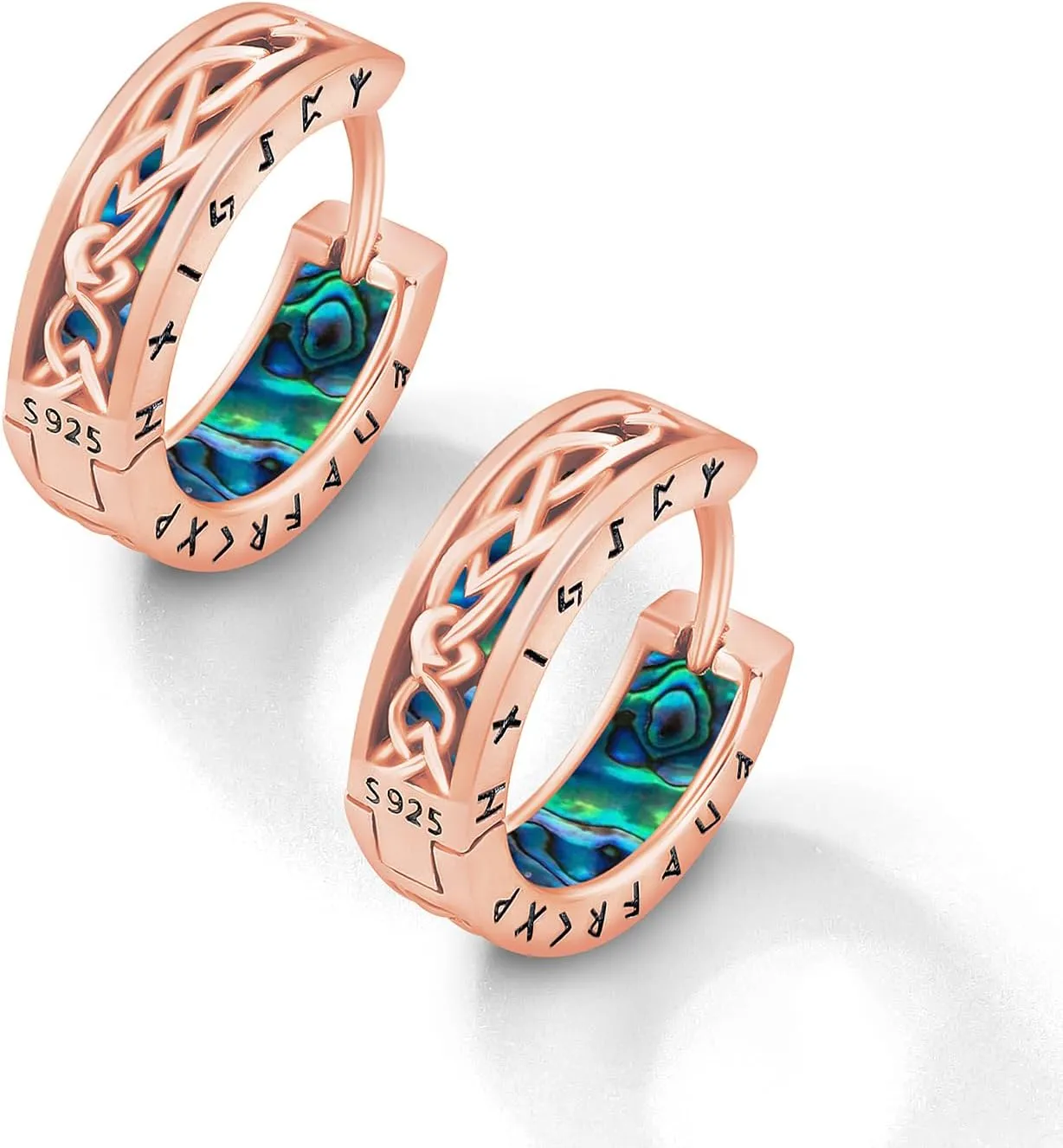 Viking Earrings for Men Women Sterling Silver Black Blue Celtic Hoop Earring Sturdy Norse Mythology Hypoallergenic Jewelry Gifts