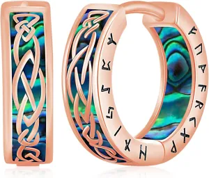 Viking Earrings for Men Women Sterling Silver Black Blue Celtic Hoop Earring Sturdy Norse Mythology Hypoallergenic Jewelry Gifts