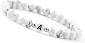 White pearl bracelet (initial bracelet) bracelet for couples with letter (best friend bracelets) (letter A)