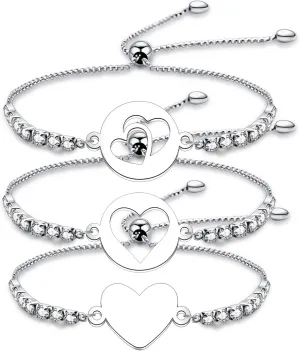 WKXZMTR Mothers Day Gifts Matching Bracelets Set of 3 Grandmother Mother and Me Love Heart Bracelet Mommy and Me Heart Wish Gifts