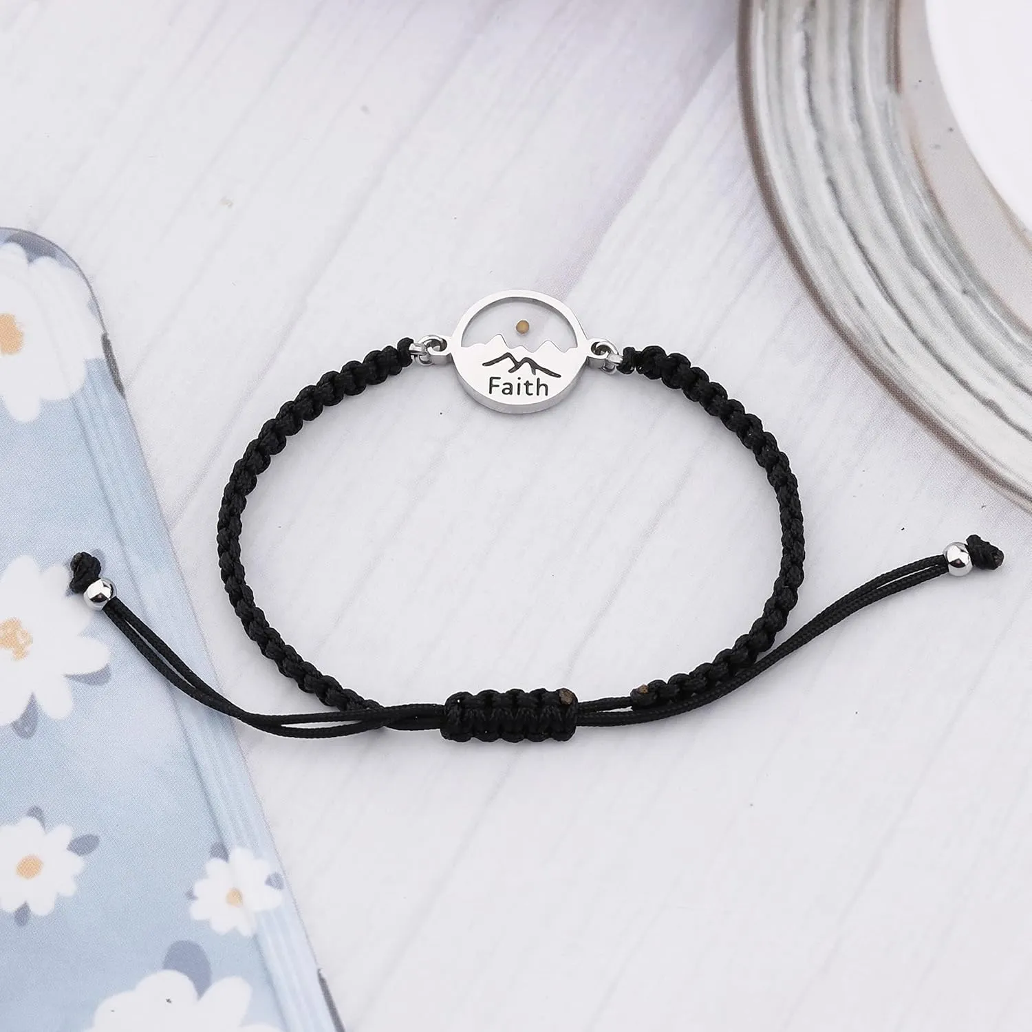 WKXZMTR Mustard Seed Charm Handmade Braided Rope Bracelets Women's Christian Bracelet Christian Themed Jewelry