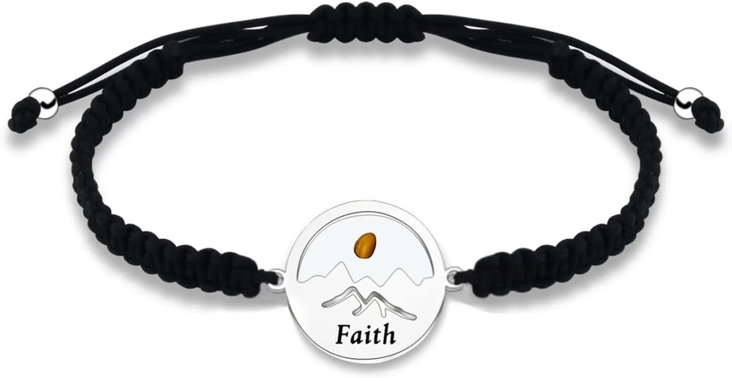 WKXZMTR Mustard Seed Charm Handmade Braided Rope Bracelets Women's Christian Bracelet Christian Themed Jewelry