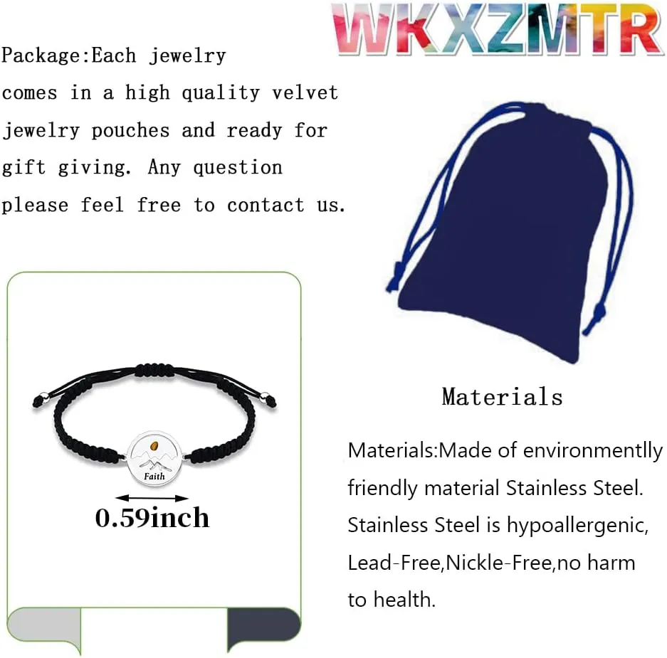 WKXZMTR Mustard Seed Charm Handmade Braided Rope Bracelets Women's Christian Bracelet Christian Themed Jewelry