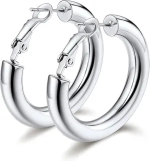 Women's 30MM 925 Sterling Silver Plated Hoop Earrings - Hypoallergenic Lightweight Hoops, Minimalist Jewelry Gift"