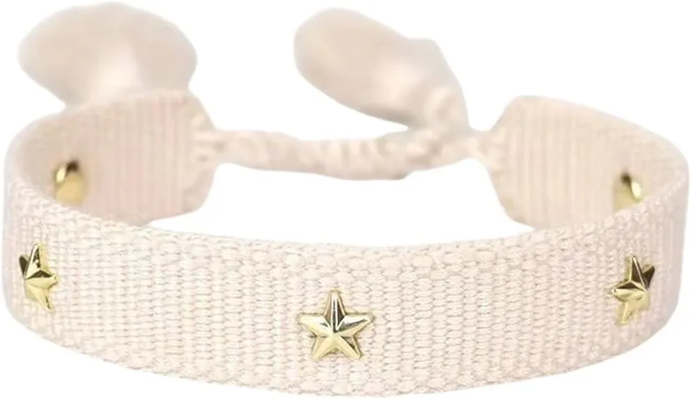Woven Friendship Bracelet for Women with Tiny Stars Summer Stacking Jewelry Bracelets Sis Gifts with for You 16 Beige