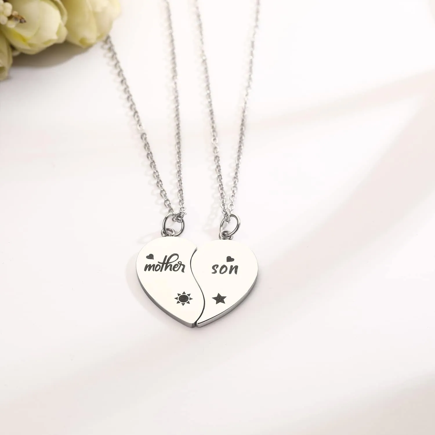 Yonhon Mother Son Necklace for 2,Mother Son Matching Bracelet Set for 2
