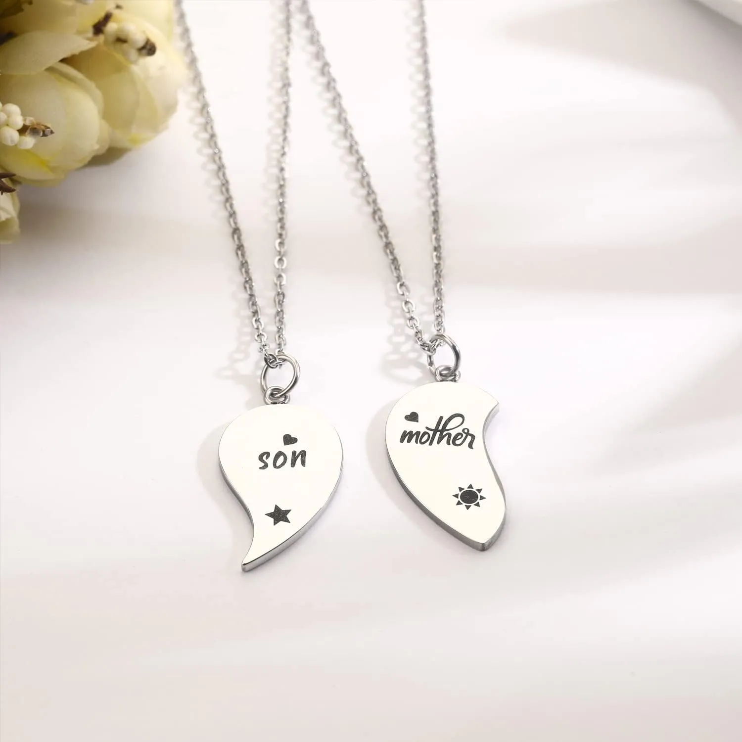Yonhon Mother Son Necklace for 2,Mother Son Matching Bracelet Set for 2