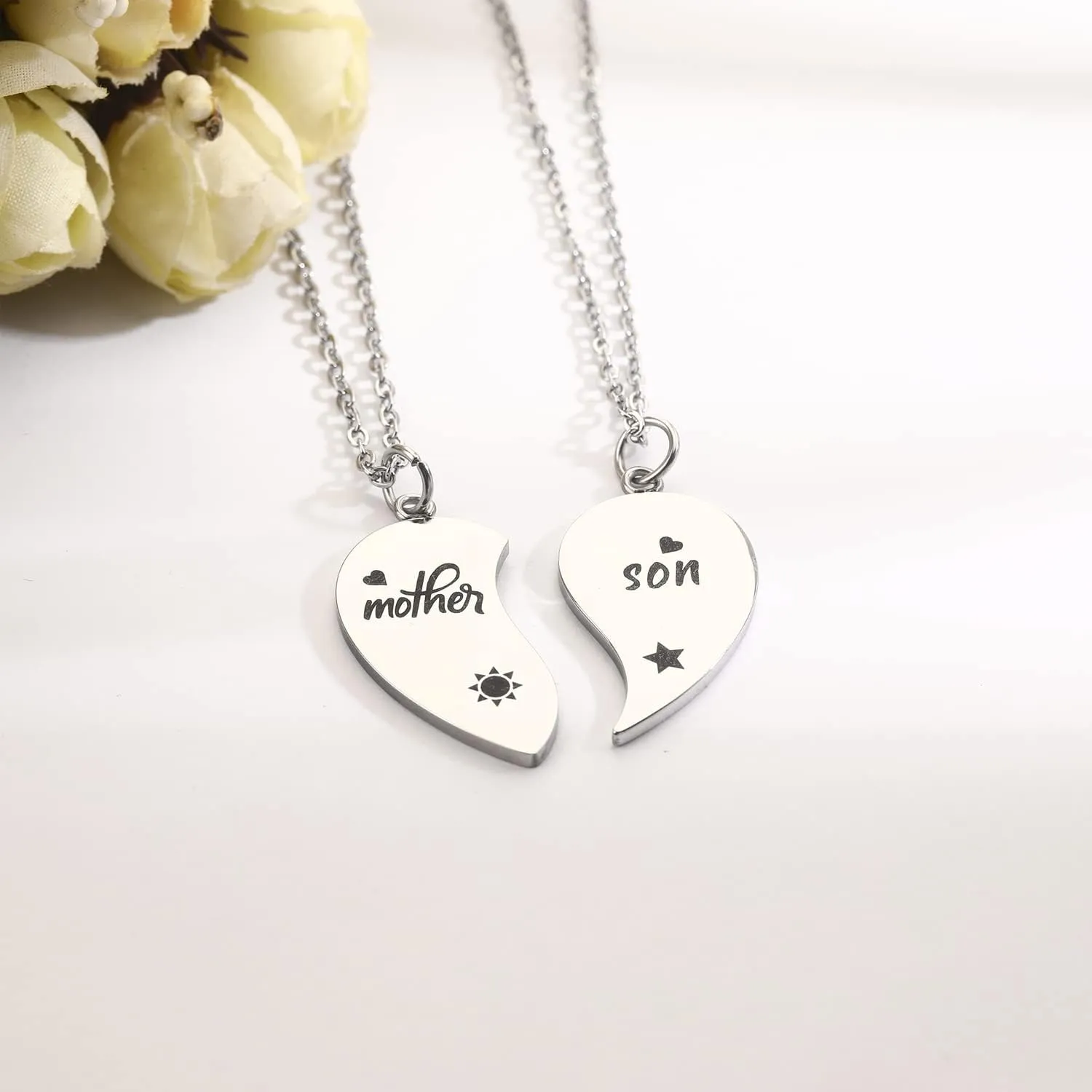 Yonhon Mother Son Necklace for 2,Mother Son Matching Bracelet Set for 2