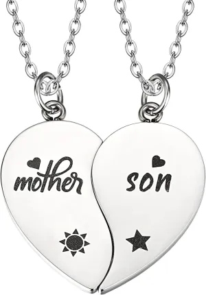Yonhon Mother Son Necklace for 2,Mother Son Matching Bracelet Set for 2