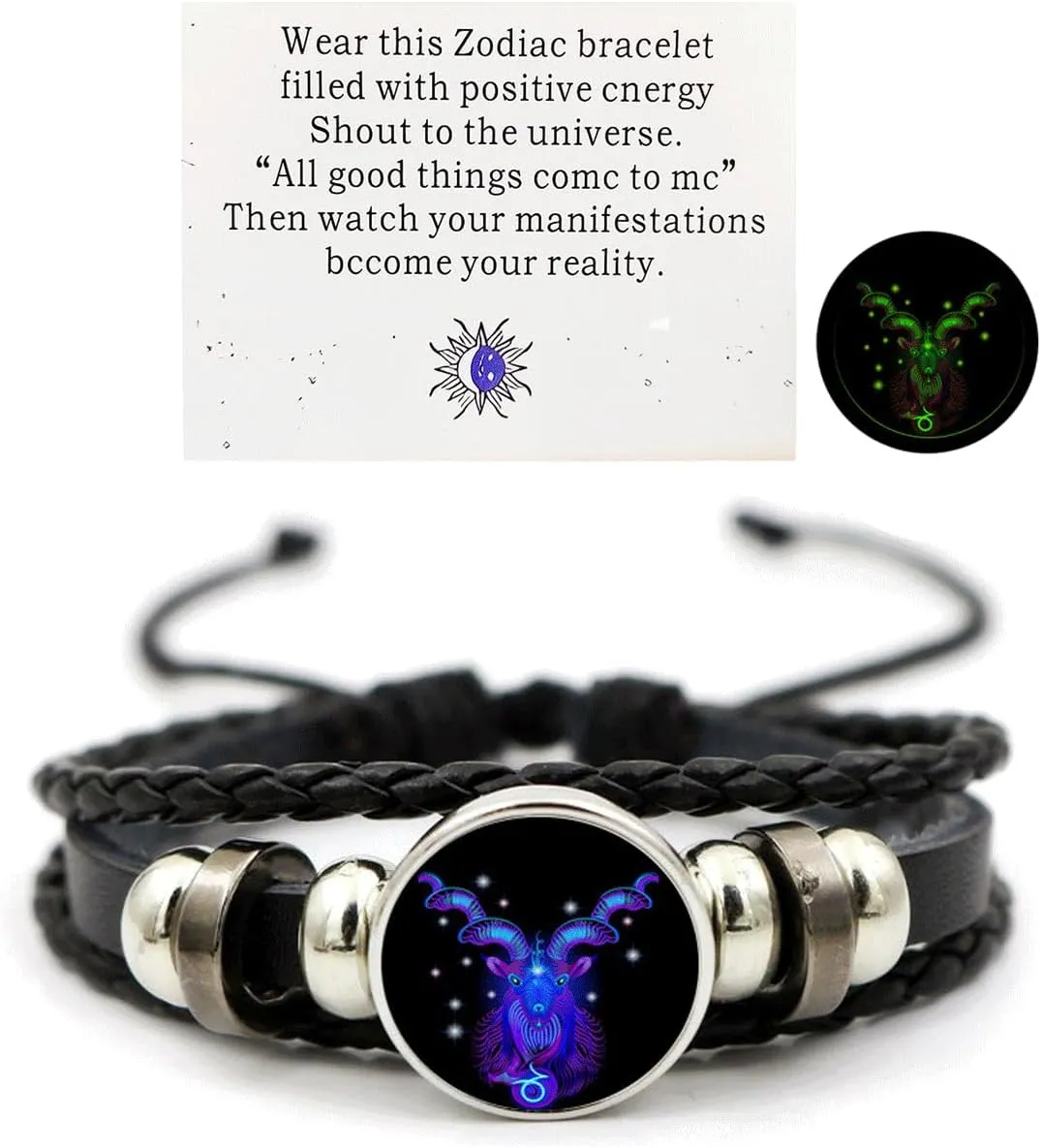 Zodiac Constellation Bracelets Zodiac Guardian Bracelet Vintage Black Leather Bracelet Adjustable Handmade Woven Bracelet Birthday Jewelry for Women Men