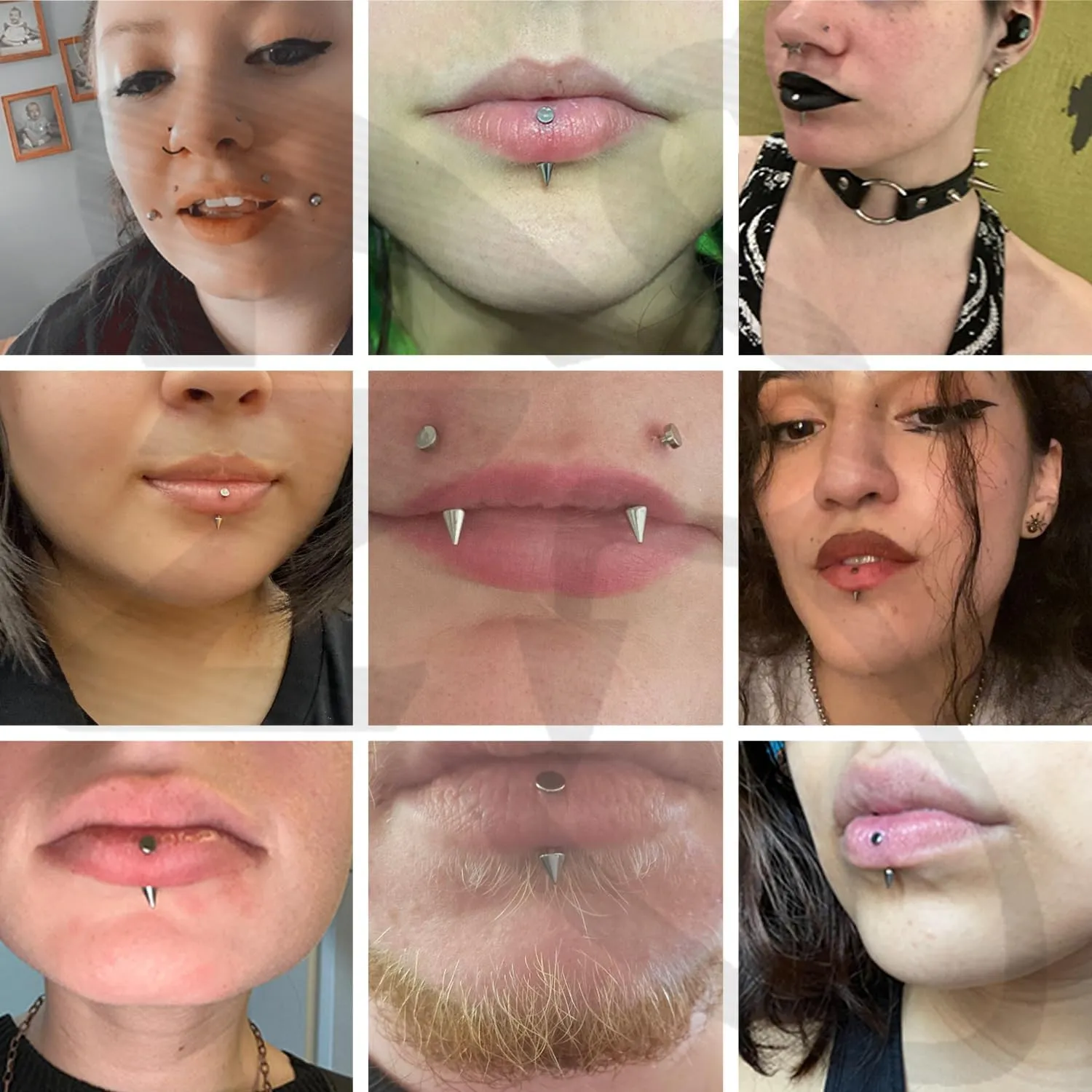 ZS 16G Devil Curved Barbell Lip Ring, Stainless Steel 6/8/10/12mm Long Bar Belly Button Ring, Flat Back Tiger Teeth Vertical Labret Lip Rook Navel Piercing Jewelry